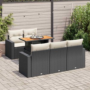 Maison exclusive - salon de jardin 6 pcs avec coussins noir résine tressée