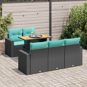 Maison exclusive - salon de jardin 6 pcs avec coussins noir résine tressée