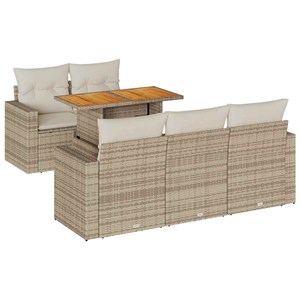 Maison exclusive - salon de jardin avec coussins 6 pcs beige résine tressée