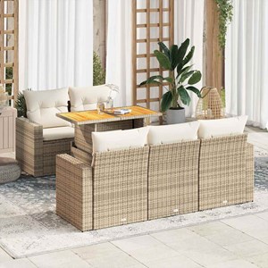 Maison exclusive - salon de jardin avec coussins 6 pcs beige résine tressée