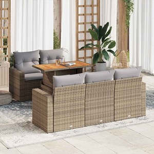 Maison exclusive - salon de jardin avec coussins 6 pcs beige résine tressée