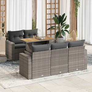 Maison exclusive - salon de jardin 6 pcs avec coussins gris résine tressée
