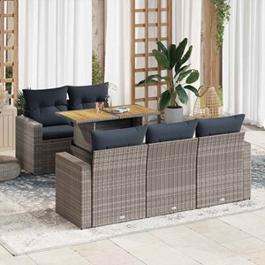 Maison exclusive - salon de jardin 6 pcs avec coussins gris résine tressée
