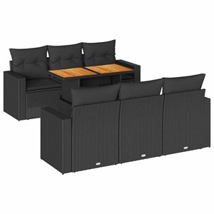 Maison exclusive - salon de jardin 7 pcs avec coussins noir résine tressée