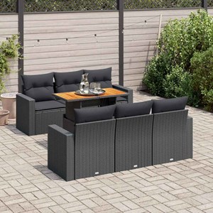 Maison exclusive - salon de jardin 7 pcs avec coussins noir résine tressée