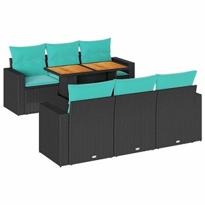 Maison exclusive - salon de jardin 7 pcs avec coussins noir résine tressée