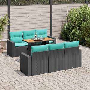 Maison exclusive - salon de jardin 7 pcs avec coussins noir résine tressée