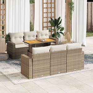 Maison exclusive - salon de jardin avec coussins 7 pcs beige résine tressée