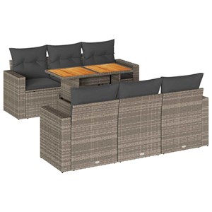 Maison exclusive - salon de jardin avec coussins 7 pcs gris résine tressée