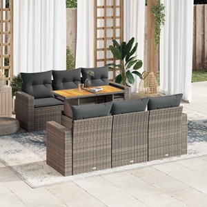 Maison exclusive - salon de jardin avec coussins 7 pcs gris résine tressée