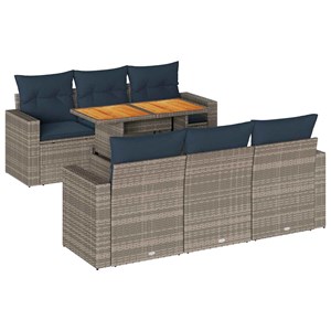 Maison exclusive - salon de jardin avec coussins 7 pcs gris résine tressée