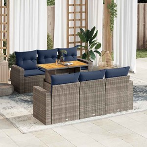 Maison exclusive - salon de jardin avec coussins 7 pcs gris résine tressée