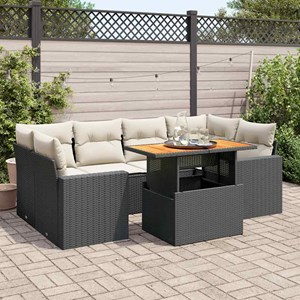 Maison exclusive - salon de jardin 7 pcs avec coussins noir résine tressée