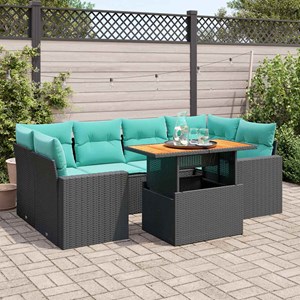 Maison exclusive - salon de jardin 7 pcs avec coussins noir résine tressée