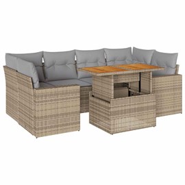 Maison exclusive - salon de jardin avec coussins 7 pcs beige résine tressée