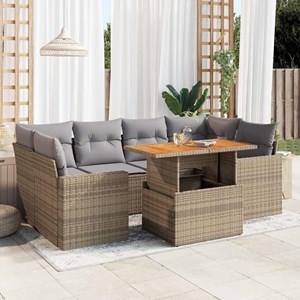Maison exclusive - salon de jardin avec coussins 7 pcs beige résine tressée