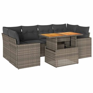 Maison exclusive - salon de jardin avec coussins 7 pcs gris résine tressée