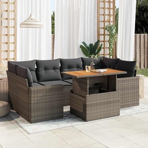 Maison exclusive - salon de jardin avec coussins 7 pcs gris résine tressée