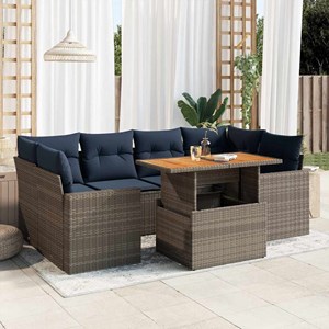 Maison exclusive - salon de jardin avec coussins 7 pcs gris résine tressée