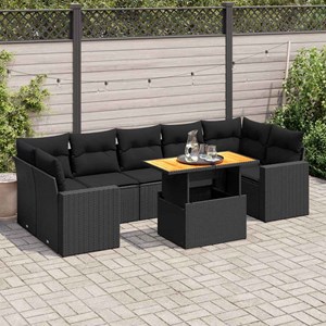 Maison exclusive - salon de jardin 8 pcs avec coussins noir résine tressée