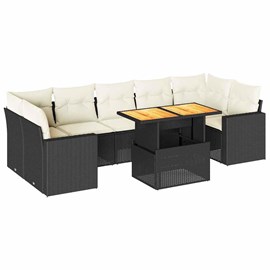 Maison exclusive - salon de jardin 8 pcs avec coussins noir résine tressée