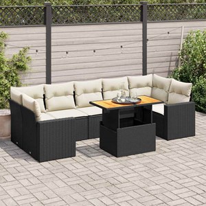 Maison exclusive - salon de jardin 8 pcs avec coussins noir résine tressée