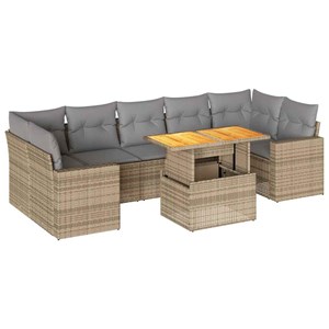 Maison exclusive - salon de jardin avec coussins 8 pcs beige résine tressée