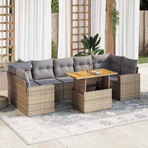 Maison exclusive - salon de jardin avec coussins 8 pcs beige résine tressée