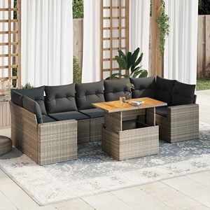 Maison exclusive - salon de jardin 8 pcs avec coussins gris résine tressée