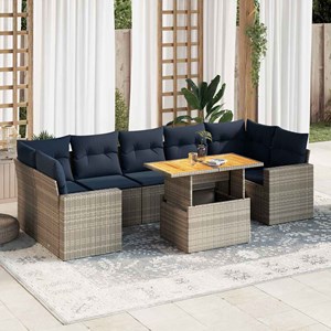 Maison exclusive - salon de jardin 8 pcs avec coussins gris résine tressée