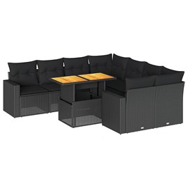 Maison exclusive - salon de jardin 9 pcs avec coussins noir résine tressée