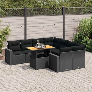 Maison exclusive - salon de jardin 9 pcs avec coussins noir résine tressée