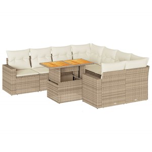 Maison exclusive - salon de jardin avec coussins 9 pcs beige résine tressée