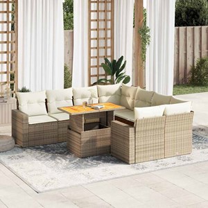 Maison exclusive - salon de jardin avec coussins 9 pcs beige résine tressée