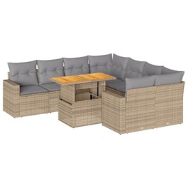 Maison exclusive - salon de jardin avec coussins 9 pcs beige résine tressée