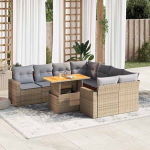 Maison exclusive - salon de jardin avec coussins 9 pcs beige résine tressée