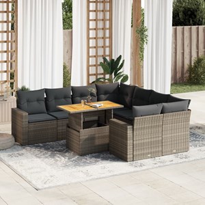 Maison exclusive - salon de jardin 9 pcs avec coussins gris résine tressée