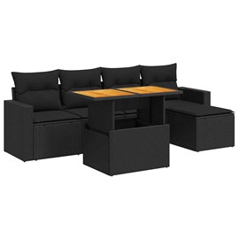 Maison exclusive - salon de jardin 6 pcs avec coussins noir résine tressée