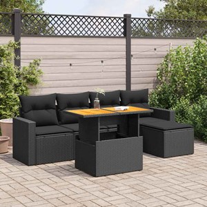 Maison exclusive - salon de jardin 6 pcs avec coussins noir résine tressée