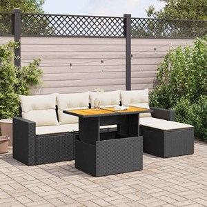 Maison exclusive - salon de jardin 6 pcs avec coussins noir résine tressée