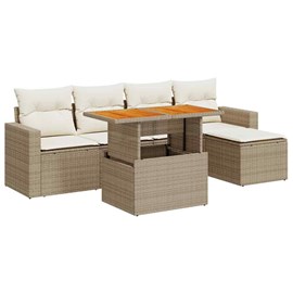 Maison exclusive - salon de jardin avec coussins 6 pcs beige résine tressée