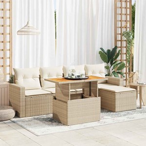 Maison exclusive - salon de jardin avec coussins 6 pcs beige résine tressée