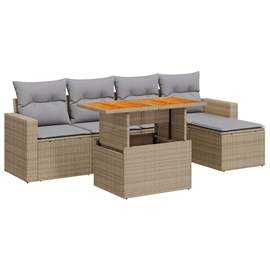 Maison exclusive - salon de jardin avec coussins 6 pcs beige résine tressée