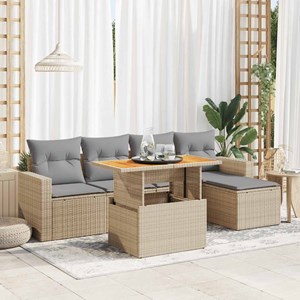 Maison exclusive - salon de jardin avec coussins 6 pcs beige résine tressée
