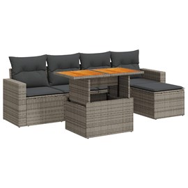 Maison exclusive - salon de jardin 6 pcs avec coussins gris résine tressée