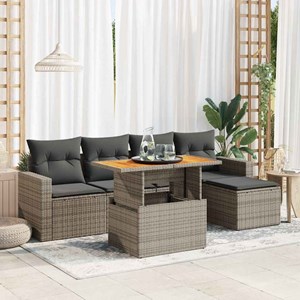 Maison exclusive - salon de jardin 6 pcs avec coussins gris résine tressée
