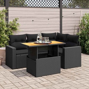 Maison exclusive - salon de jardin 5 pcs avec coussins noir résine tressée