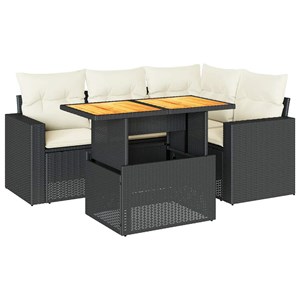 Maison exclusive - salon de jardin 5 pcs avec coussins noir résine tressée