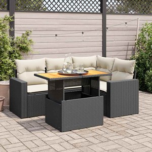 Maison exclusive - salon de jardin 5 pcs avec coussins noir résine tressée