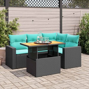 Maison exclusive - salon de jardin 5 pcs avec coussins noir résine tressée